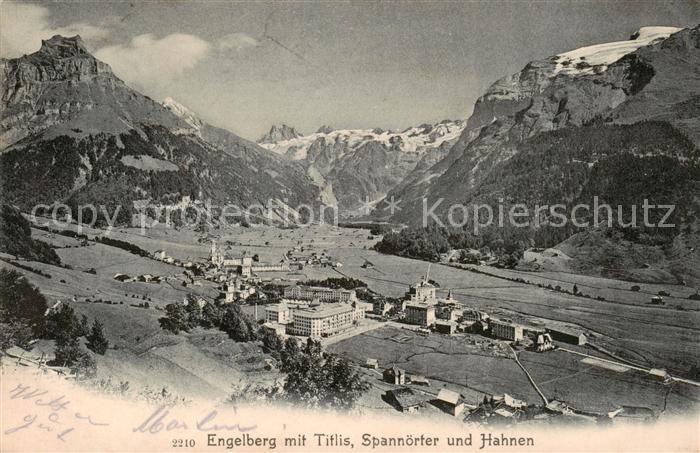 13816186 Engelberg  OW Panorama mit Titlis Spannoerter und Hahnen