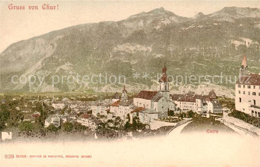 13816370 Chur GR Ortsansicht mit Kirche Alpen Chur GR