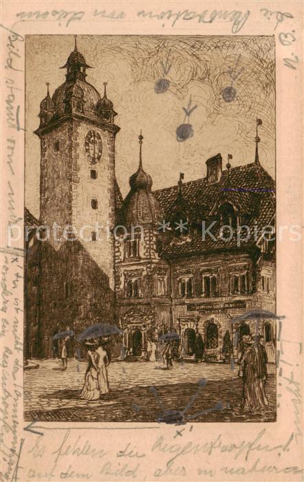 13816397 Lucerne LU Kornmarkt avec carte d'artiste de l'ancienne mairie