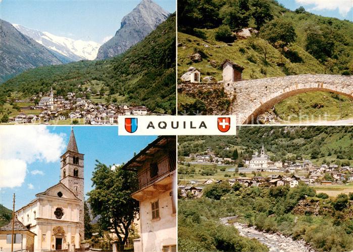 13817054 Aquila TI Gesamtansicht mit Alpenpanorama Steinbruecke Kirche Aquila TI