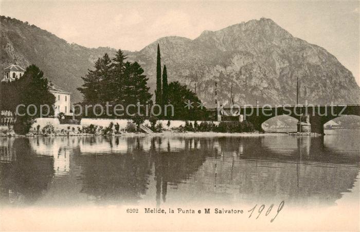 13828364 Melide Lago di Lugano La Punte e Monte Salvatore Melide Lago di Lugano