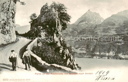 13828375 Weesen  Walensee SG Partie an der Poststrasse von Weesen nach Amden