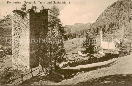 13828411 Pontresina Spagnola Turm und Santa Maria Pontresina