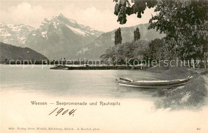 13828412 Weesen  Walensee SG Seepromenade und Rautispitz