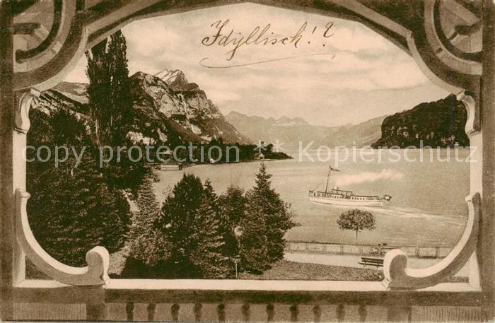 13828437 Weesen  Walensee SG Grand Hotel Weesen Schwert Blick von der Veranda