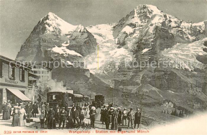 13828439 Wengen  BE Wengernalp Station mit Eiger und Moench