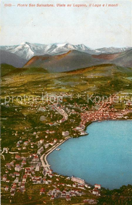 13828533 Lugano Lago di Lugano TI Panorama mit San Salvatore il Lago e i monti