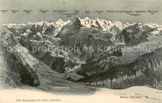 13828566 Berner Oberland Panoramakarte mit Thunersee Berner Oberland