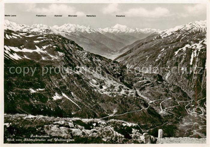 13834735 Furkastrasse UR Blick vom Rhonegletscher auf Walliseralpen