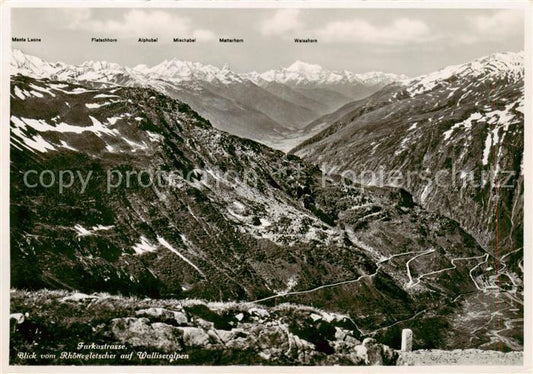 13834735 Furkastrasse UR Blick vom Rhonegletscher auf Walliseralpen