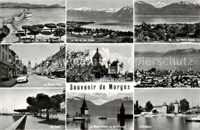 13835072 Morges VD Le port Le lac Le Mont Blanc Le Grand Rue Château de Vufflens