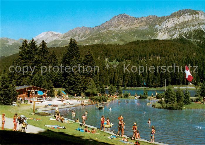 13835536 Valbella Lenzerheide GR Badebucht am Heidsee mit Rothorn