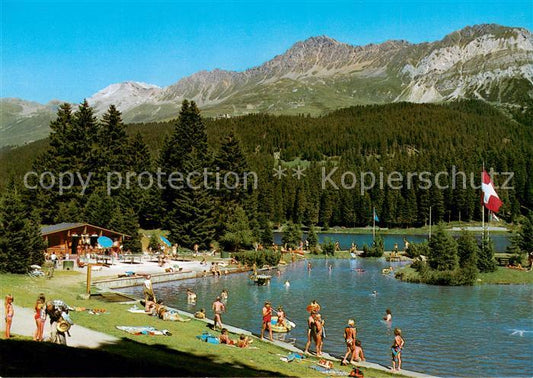 13835536 Valbella Lenzerheide GR Badebucht am Heidsee mit Rothorn