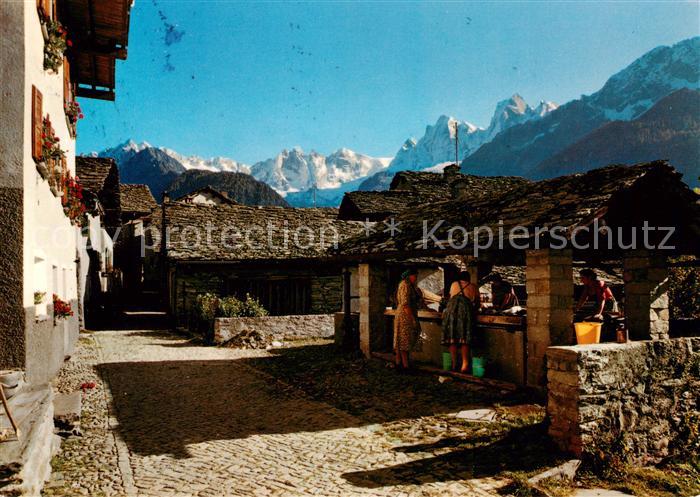 13835763 Soglio Dorfmotiv mit Bondascagruppe Soglio