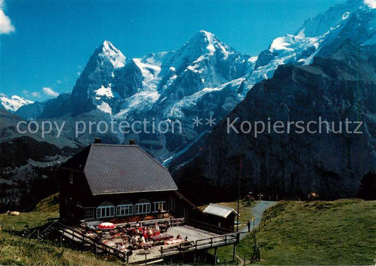 13837997 Muerren BE Berggasthof Allmendhubel Bergstation mit Eiger und Moench Be