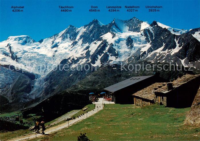 13837834 Saas-Grund VS Bergrestaurant Kreuzboden Panorama der Viertausender