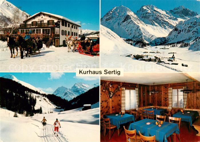 13838307 Sertig Davos GR Kurhaus Sertig Gaststube Pferdeschlitten Langlaufloipe