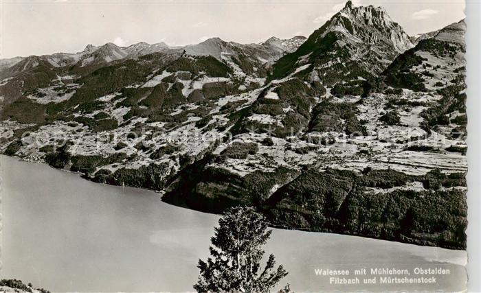 13841873 Walensee Wallensee SG mit Muehlehorn Obstalden Filzbach und Muertschens