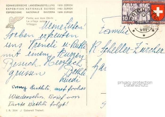 13842088 Zuerich ZH Exposition nationale suisse 1939 Lot du Dorfli