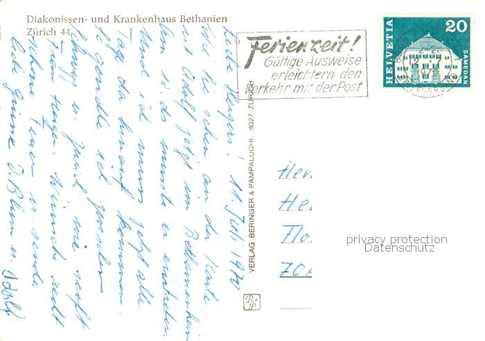 13842113 Zuerich ZH Diaconesses et Hôpital Béthanien Zuerich ZH