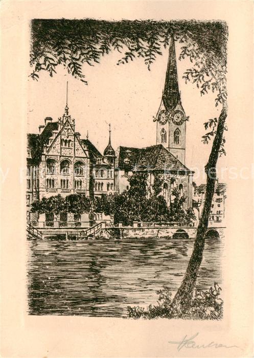 13842121 Zuerich ZH Fraumuensterkirche Gravure originale Zuerich ZH