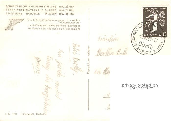 13842127 Zuerich ZH Exposition nationale suisse 1939 Zuerich ZH