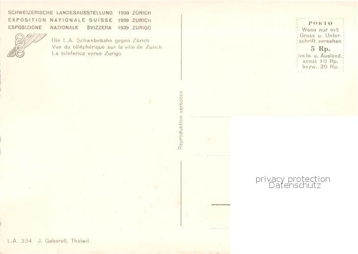 13842131 Zurich ZH Exposition nationale suisse 1939 Le chemin de fer suspendu vers Z