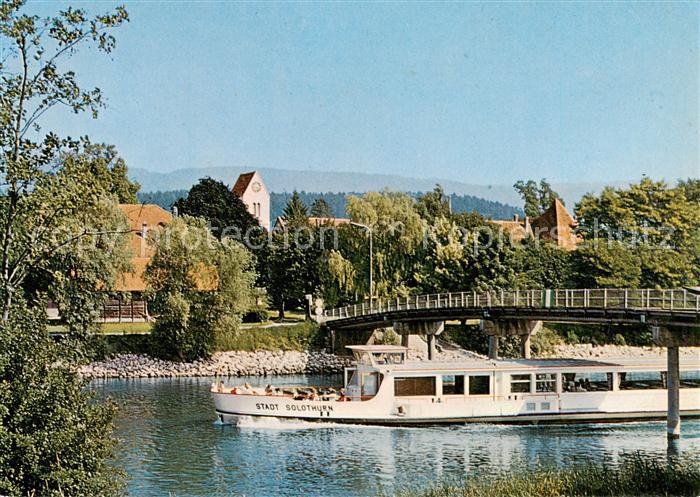 13842142 Solothurn Aarepartie MS Stadt Solothurn unter der Bruecke von Gottstadt