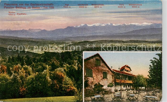 13842652 Baden AG Panorama depuis le restaurant du jardin Pension Baldegg