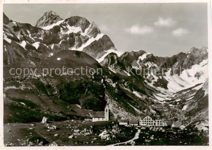 13843097 Altmann 2436m IR Gasthaus Meglisalp mit Blick auf Altmann