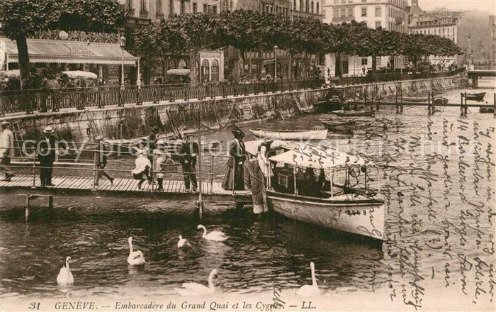 12994594 Geneve GE Embarcadere du Grand Quai et les Cygnes Geneve