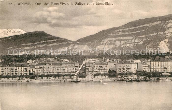 12994636 Geneve GE Quai des Eaux Vives Lac Léman le Salève et le Mont Blanc Genè