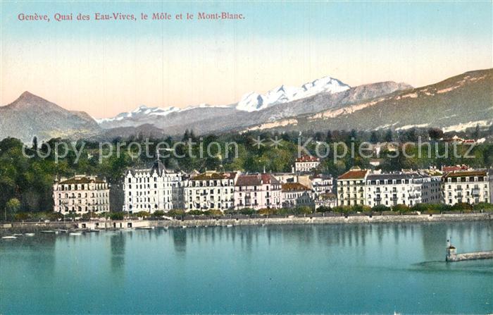 12994649 Geneve GE Quai des Eaux Vives Lac Léman le Mole et le Mont Blanc Geneve