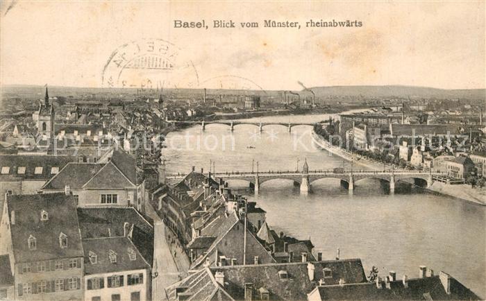 12994662 Basel BS Blick vom Muenster rheinabwaerts Bruecke Basel BS