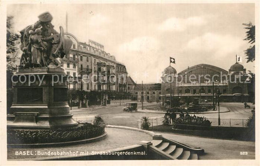 12994682 Basel BS Bundesbahnhof mit Strassburger Denkmal Basel BS