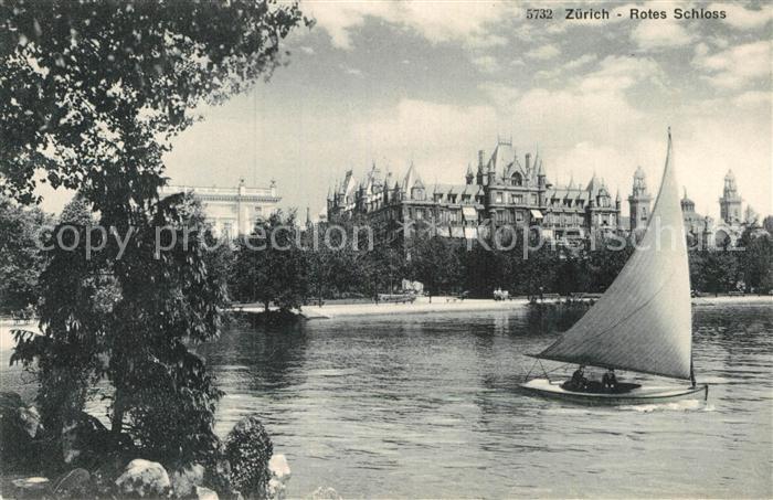 12995072 Zuerich ZH Rotes Schloss Segelboot Zuerichsee Zuerich