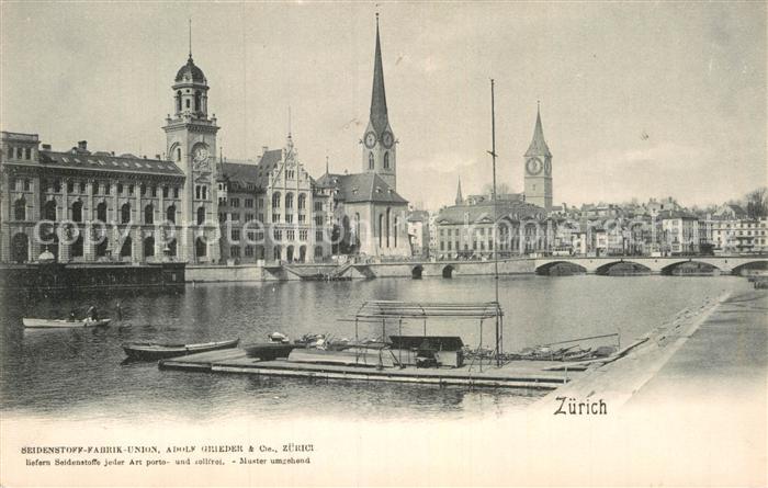 12995105 Zuerich ZH Limmat Quai jetée pont églises Zuerich