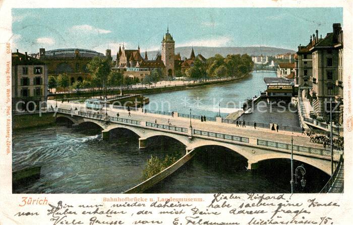 12995108 Zuerich ZH Bahnhofbruecke Limmat Landesmuseum Zuerich