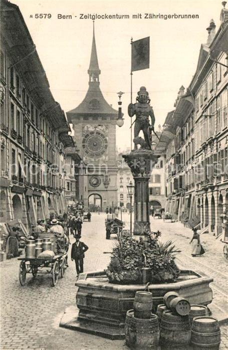 12995112 Bern BE Tour de l'horloge avec fontaine Zaehringer Berne