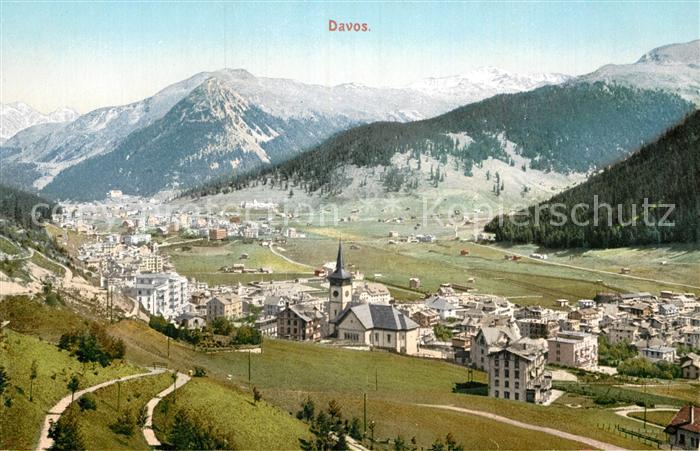 12998969 Davos GR Vue générale avec panorama alpin Davos GR