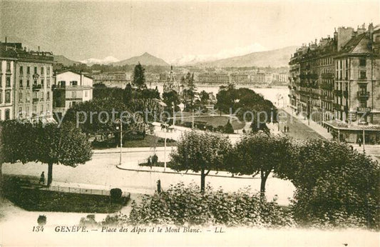 13009463 Genève GE Place des Alpes et le Mont Blanc Genève