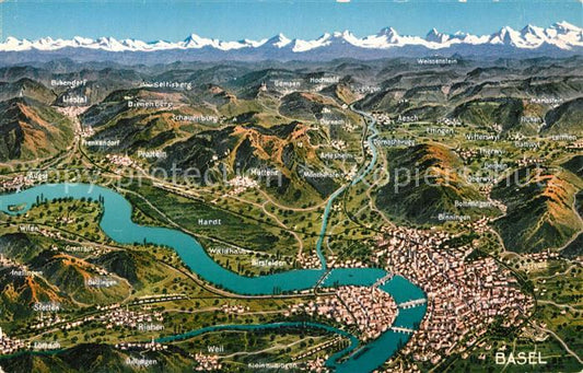 13009466 Carte panoramique Bâle BS avec Alpes Bâle BS