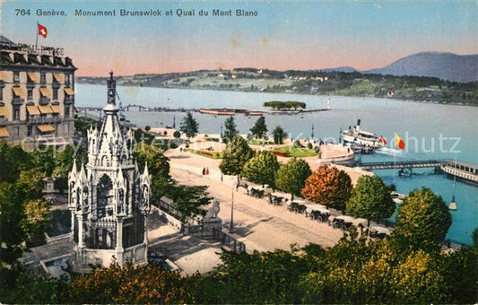 13009470 Genève GE Monument Brunswick et Quai du Mont Blanc Genève