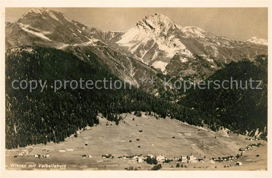 13009913 Wiesen Albula Fliegeraufnahme mit Valbellahorn