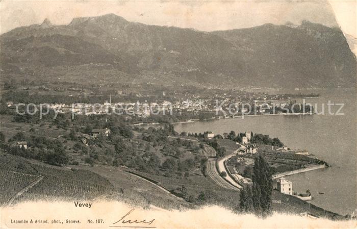 13009921 Vevey VD Photographie aérienne de la zone lacustre de Vevey