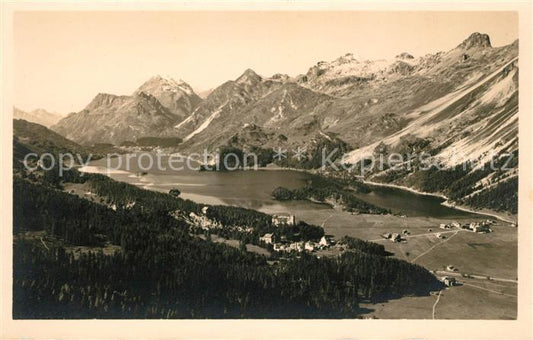 13009947 Sils Maria Graubuenden Fliegeraufnahme Blick von der letzten Bank auf S