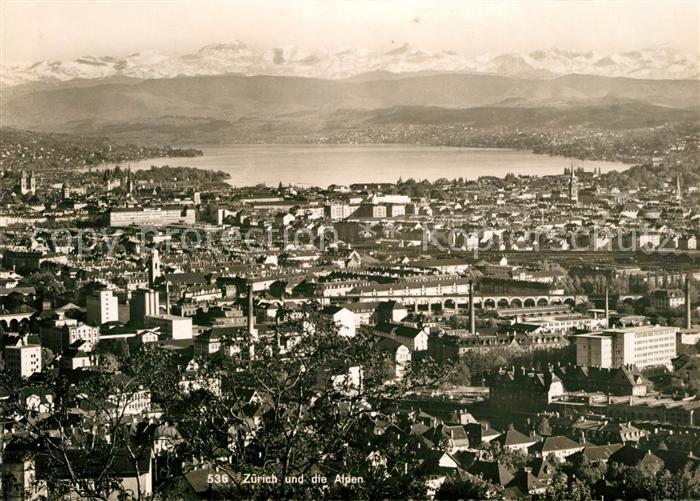 13014036 Zuerich ZH Fliegeraufnahme mit See und Alpen Zuerich