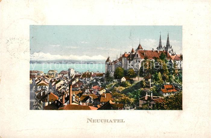 13014090 Neuchatel NE Vue generale avec La Collegiale et Lac Neuchatel