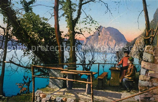 43014108 Lago di Lugano TI Grotto sulla via di Gandria Luganersee Alpen