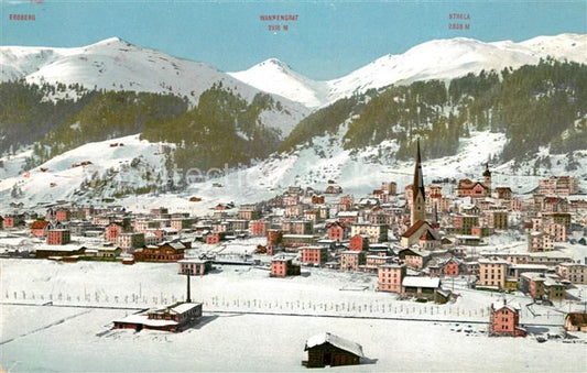 13014201 Davos GR Vue générale avec panorama alpin Davos Platz